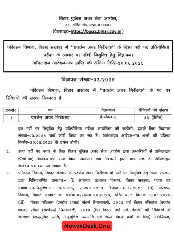 Bihar Police Vacancy 2025 notification